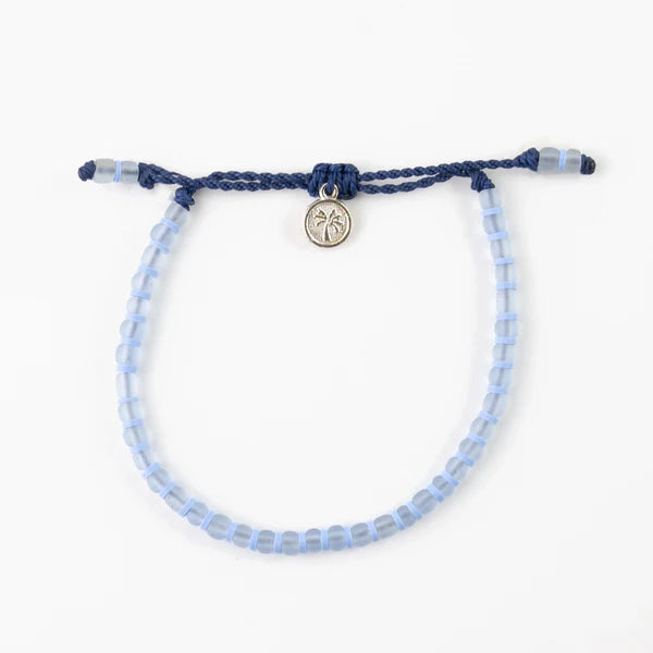 Pineapple Island Colourful Frosted Glass And Seed Bead Adjustable Bracelet Blue