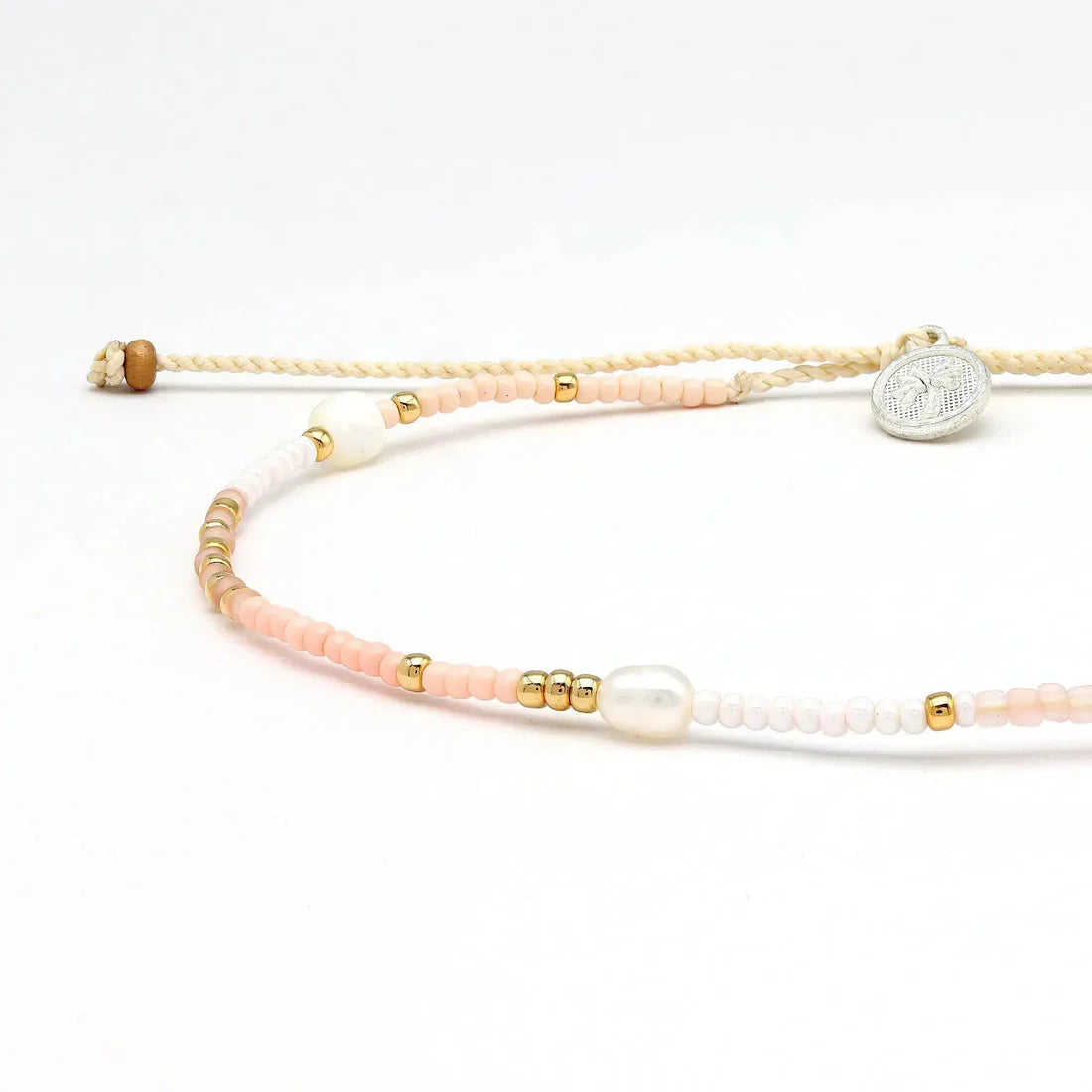Pineapple Island Giada Cinta Pearl Beaded Surf Anklet Pink