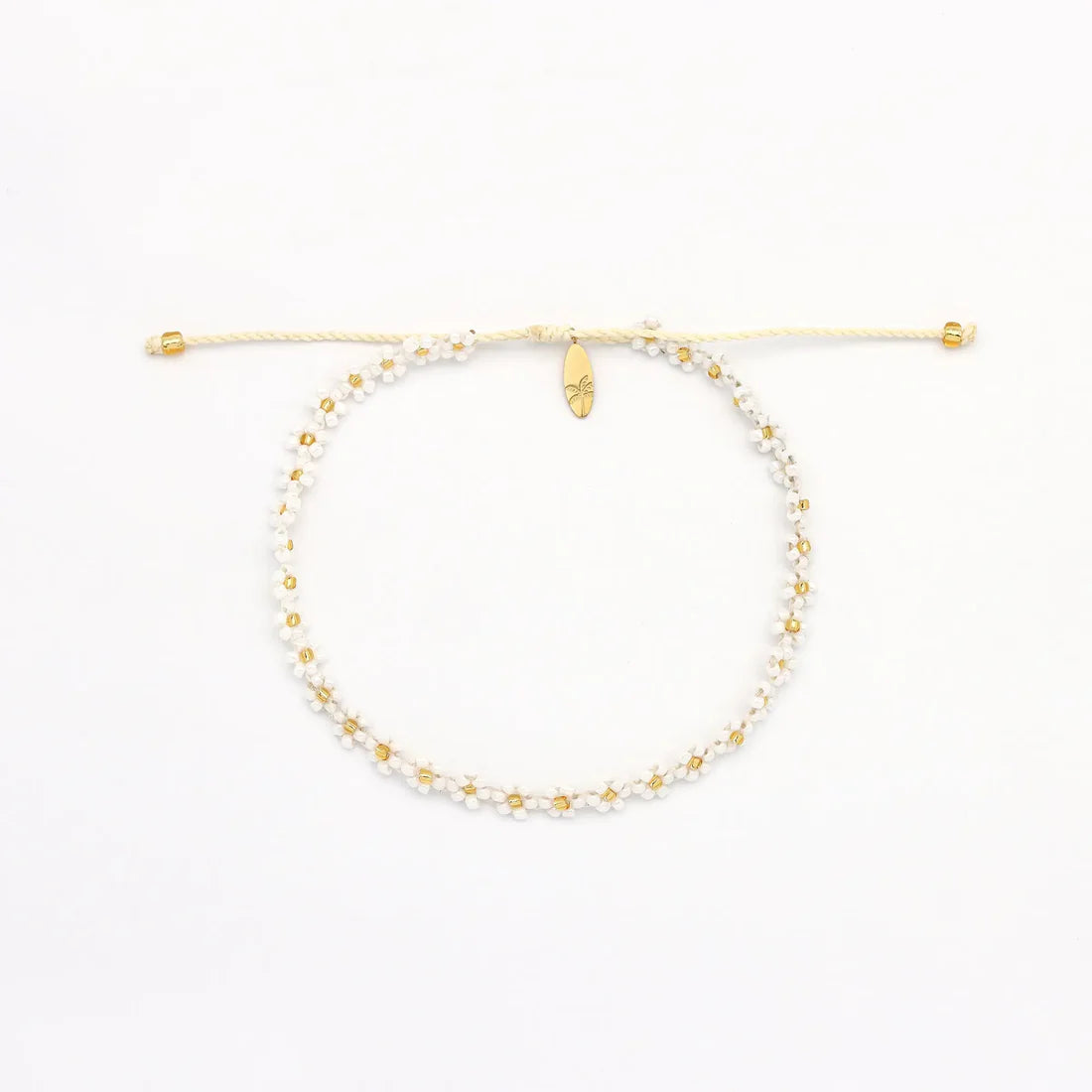 Pineapple Island Kelopak Daisy Chain Beaded Anklet White