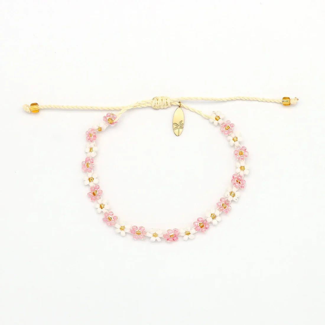 Pineapple Island Kelopak Daisy Chain Beaded Bracelet Light Pink