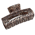 Rectangle Hair Claw Clip Leopard Print Brown