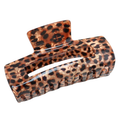 Rectangle Hair Claw Clip Leopard Print Gold