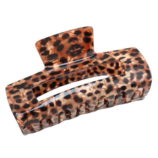 Rectangle Hair Claw Clip Leopard Print Gold