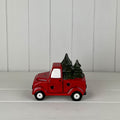 Red Ceramic Car Carrying Christmas Trees Decoration with LED Large