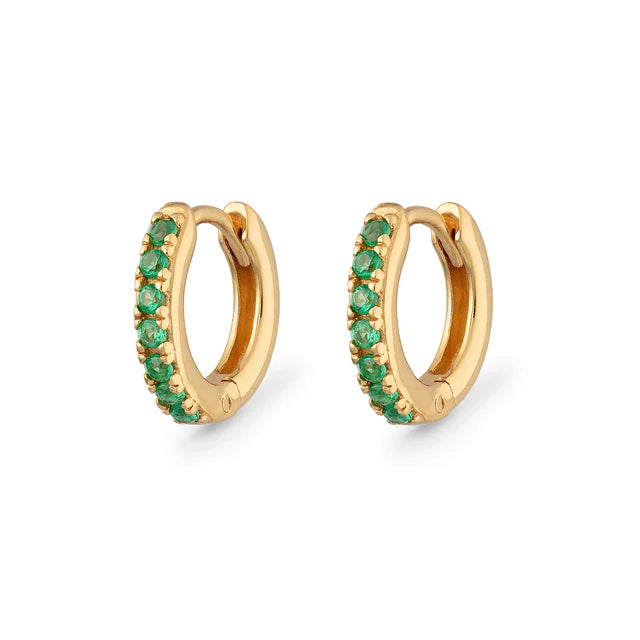 Scream Pretty Green Stone Huggie Earring 18k Gold Plated Sterling Silver