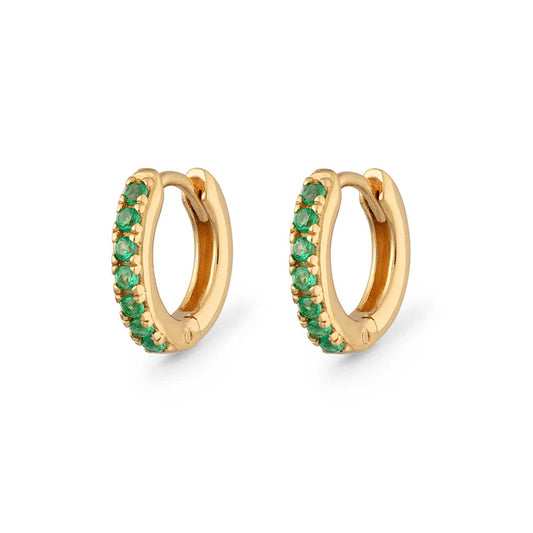 Scream Pretty Green Stone Huggie Earring 18k Gold Plated Sterling Silver