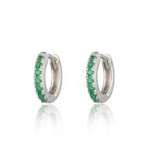 Scream Pretty Green Stone Huggie Earring Sterling Silver