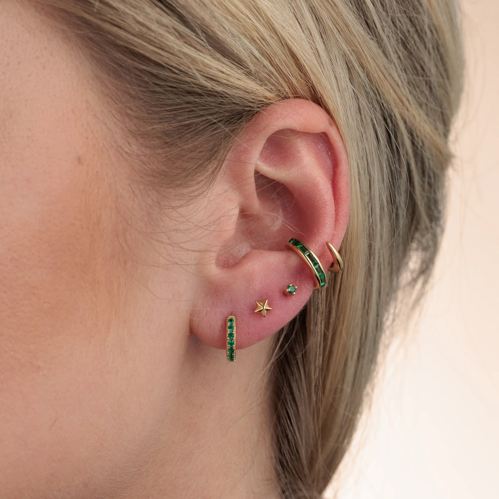 Scream Pretty Green Stone Huggie Earring 18k Gold Plated Sterling Silver