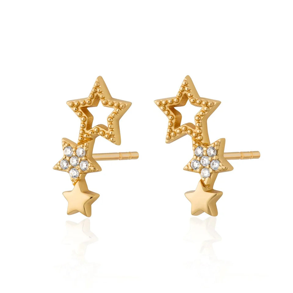 Scream Pretty Hannah Martin Star Ear Climber Stud Earrings 18k Gold Plated Sterling Silver
