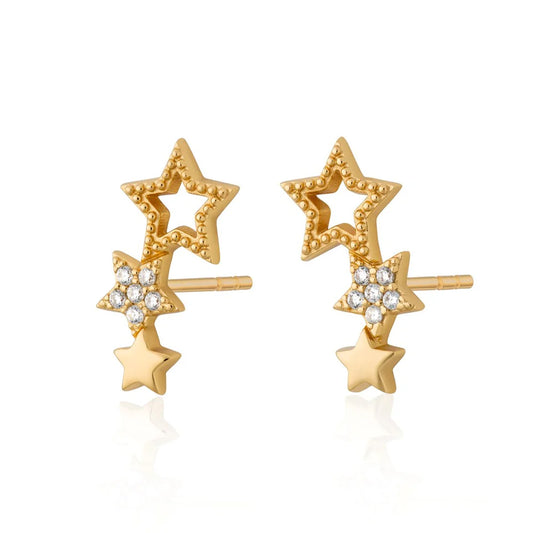 Scream Pretty Hannah Martin Star Ear Climber Stud Earrings 18k Gold Plated Sterling Silver
