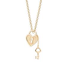 Scream Pretty Heart Shaped Padlock and Key 18K Gold Plated Sterling Silver Necklace