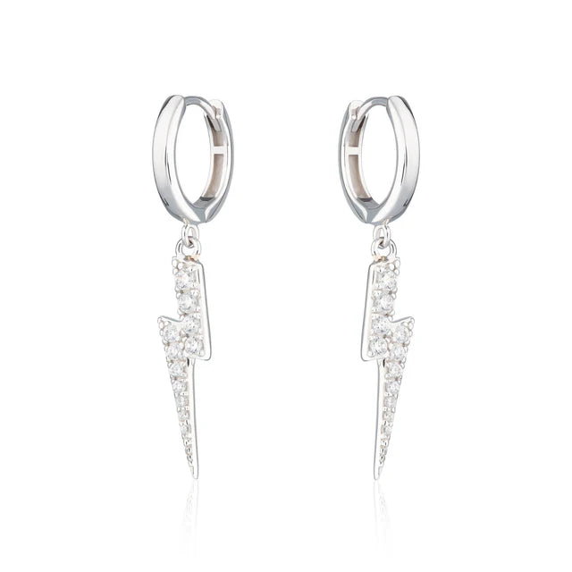 Scream Pretty Lightening Hoop Earrings Rhodium Plated Sterling Silver