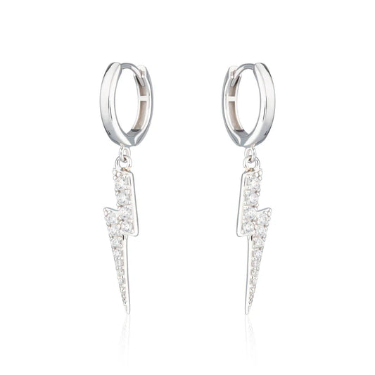 Scream Pretty Lightening Hoop Earrings Rhodium Plated Sterling Silver