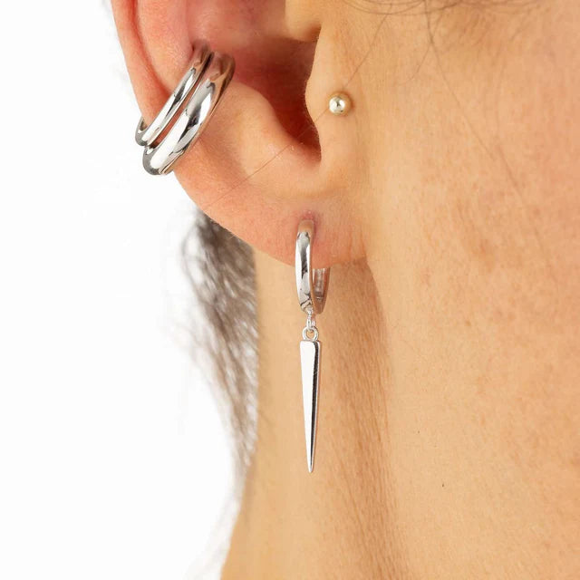 Scream Pretty Spike Hoop Earring Rhodium Plated Sterling Silver