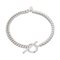 Scream Pretty Tennis and Curb Chain Bracelet  With T Bar Clasp Rhodium Plated