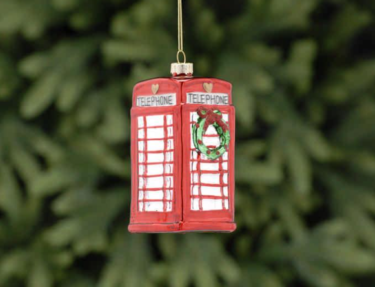 Festive Telephone Box Christmas Bauble