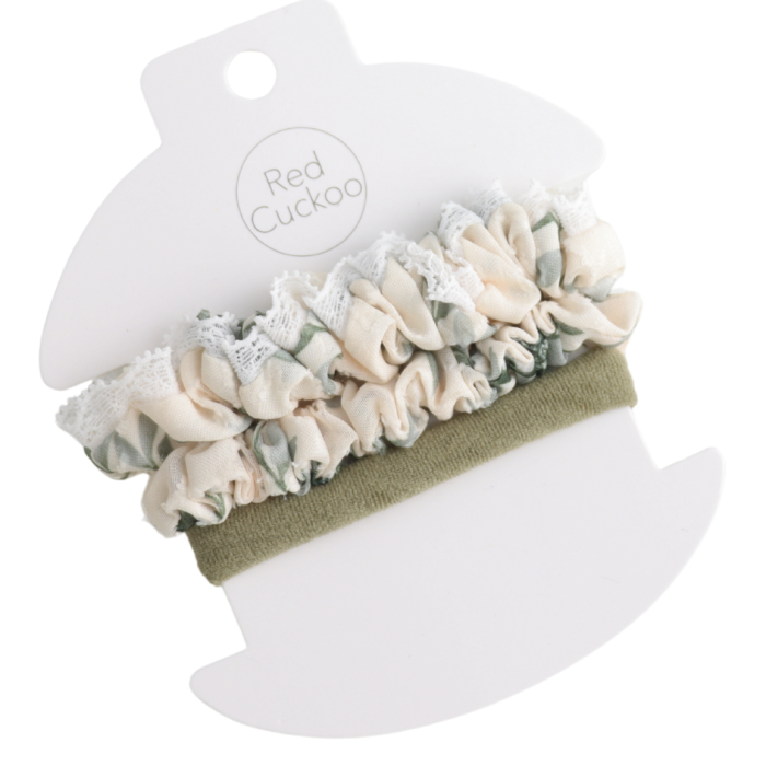 Scrunchies Pack Of 3 Cream Green