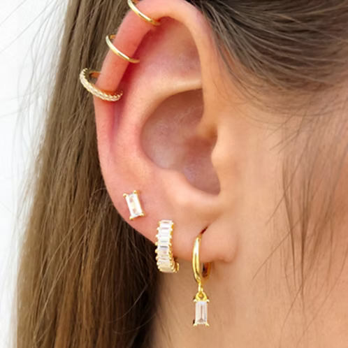 She Is Beautiful Clear Glass Huggies Gold