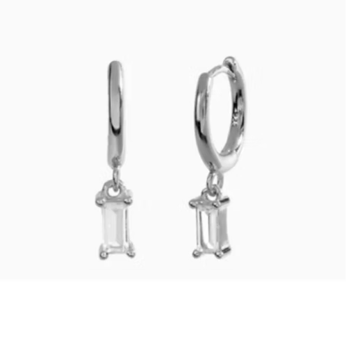 She Is Beautiful Clear Glass Huggies Silver