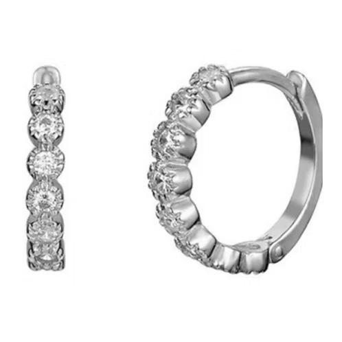 She Is Beautiful Fine Pave Huggies Silver