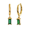 She Is Beautiful Green Glass Huggies Gold