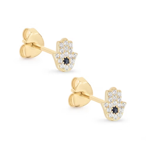 She Is Beautiful Hamsa Hand Stud Set Gold