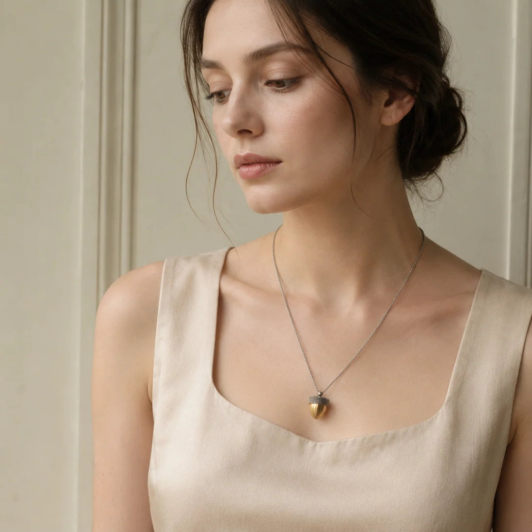 Silk Purse Acorn Locket Necklace
