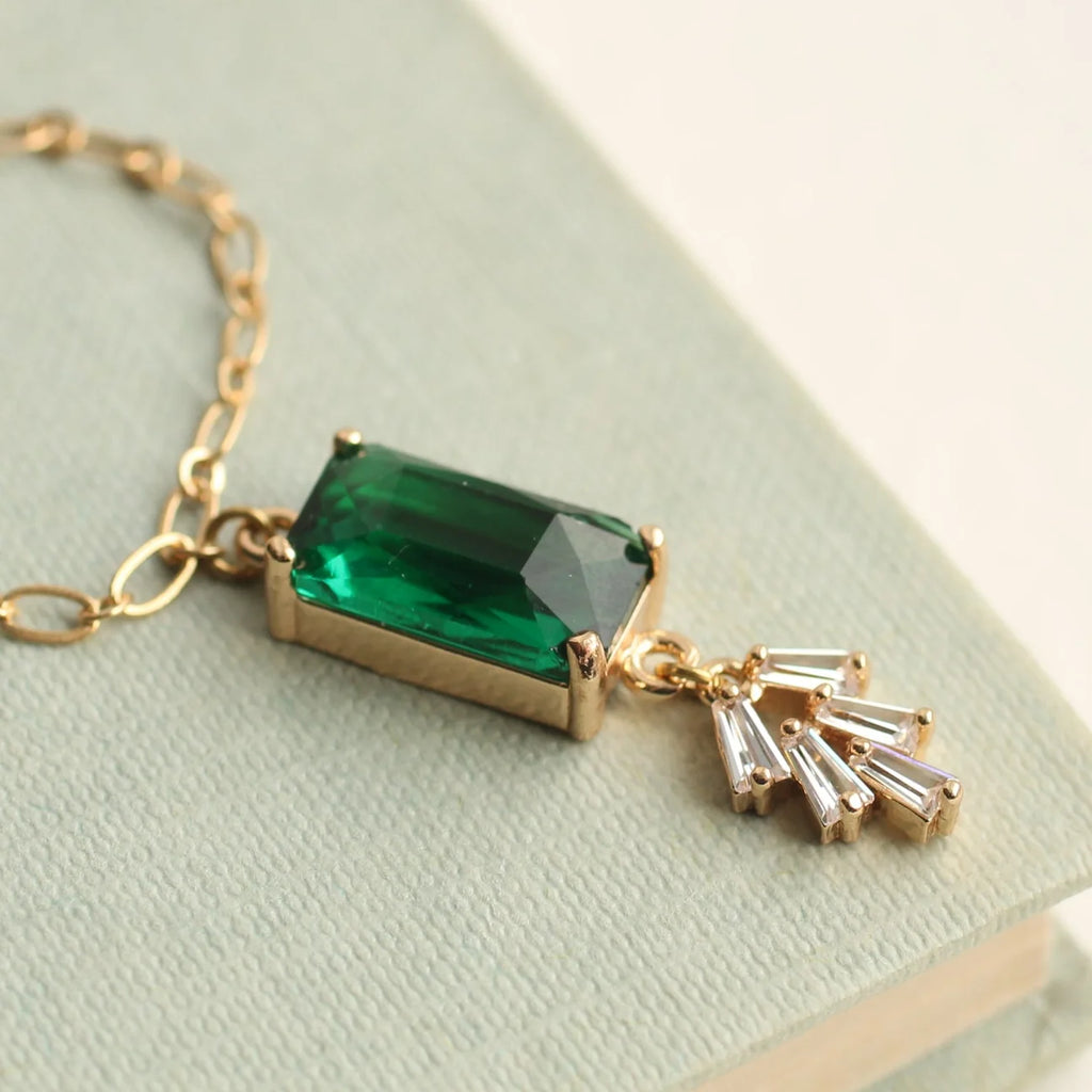 Art Deco Emerald Bar Necklace