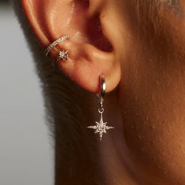 Scream Pretty Starburst Hoop Earrings Rhodium Plated Sterling Silver