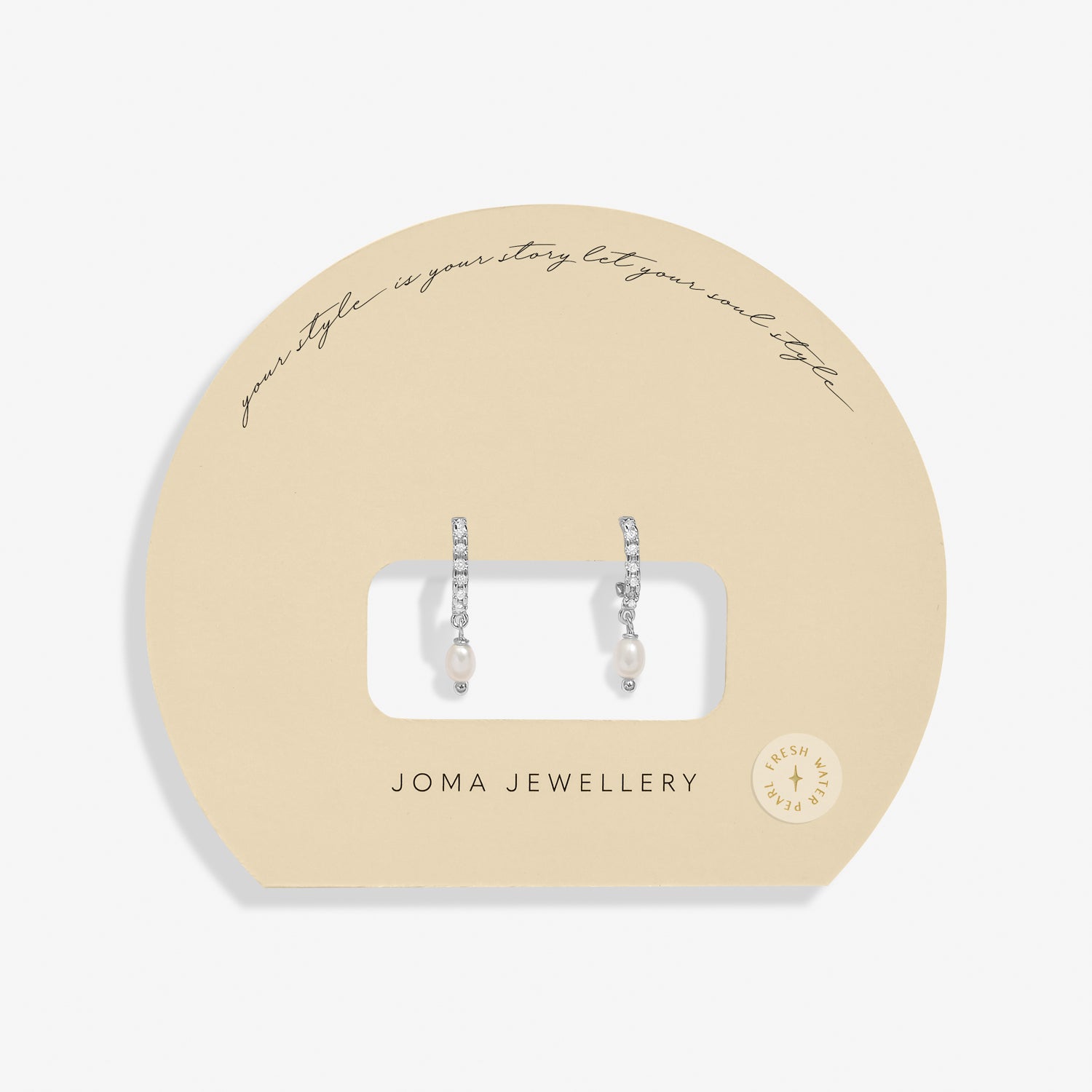 Soul Shine Pave Pearl Silver Plated Hoop Earrings