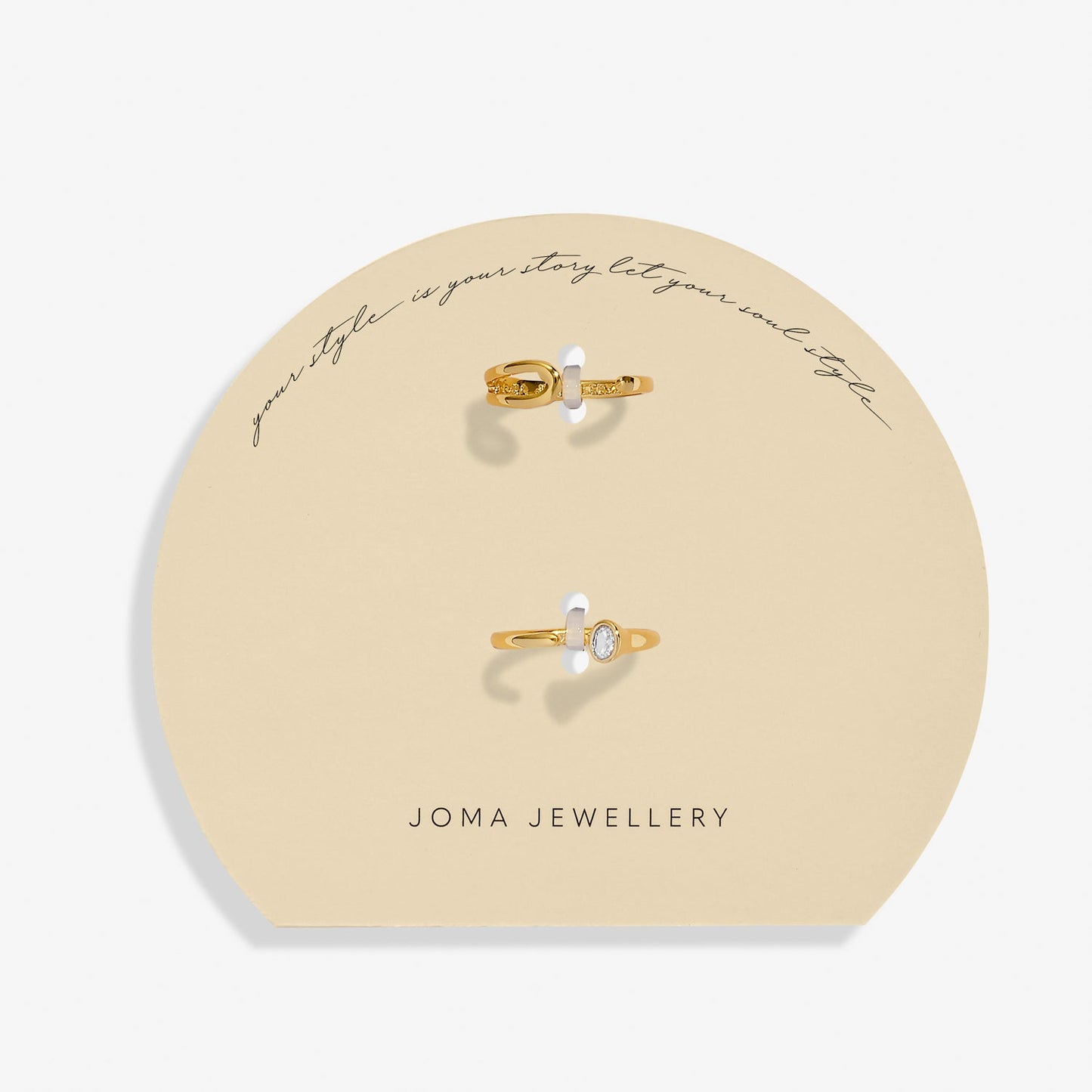 Soul Shine Ring Stack Cz T Bar Gold Plated Set Of 2 Rings