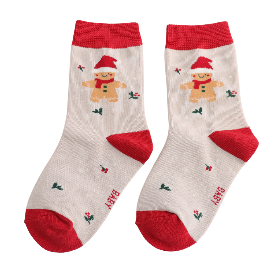 Sparrow Socks Baby Christmas Gingerbread Silver 2-3Y
