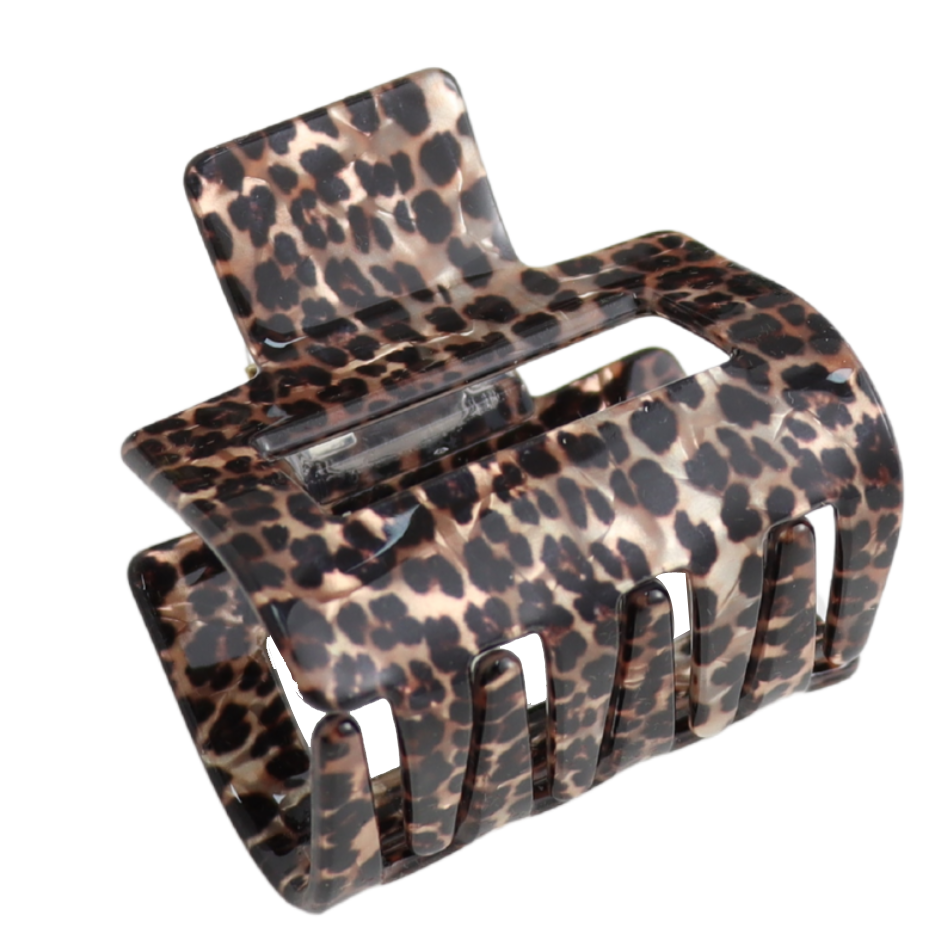Square Hair Claw Clip Leopard Print Brown
