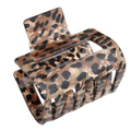 Square Hair Claw Clip Leopard Print Brown