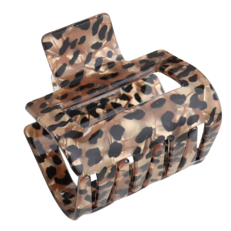 Square Hair Claw Clip Leopard Print Brown