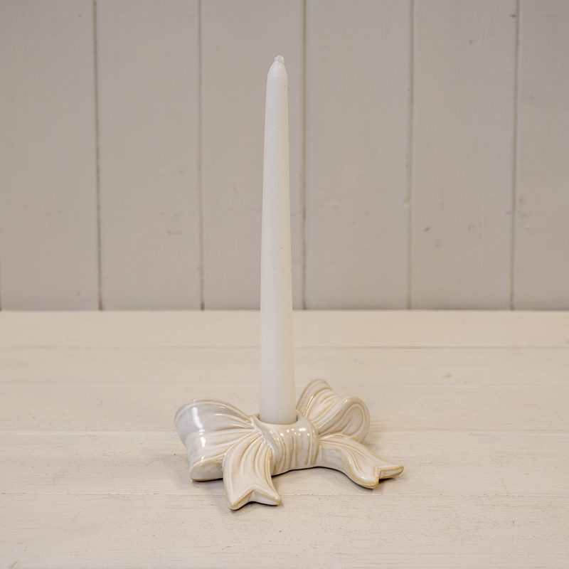 Stone Glazed Long Bow Candle Holder