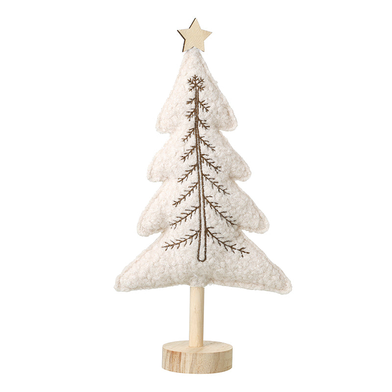 Christmas Felt Tree With Star On Wood Base