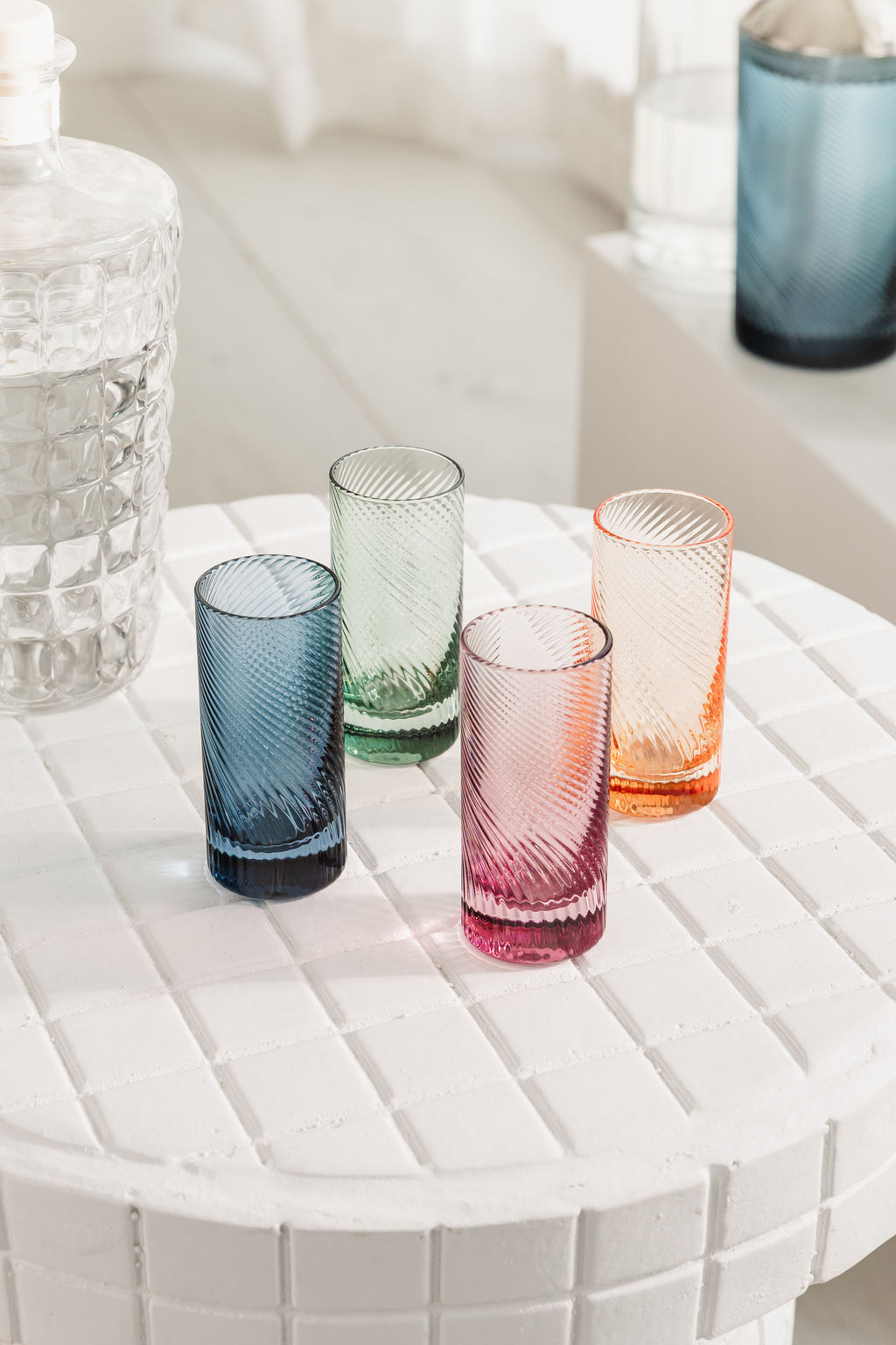 Twist Shot Glasses Set of 4 Pink/Peach/Green/Blue