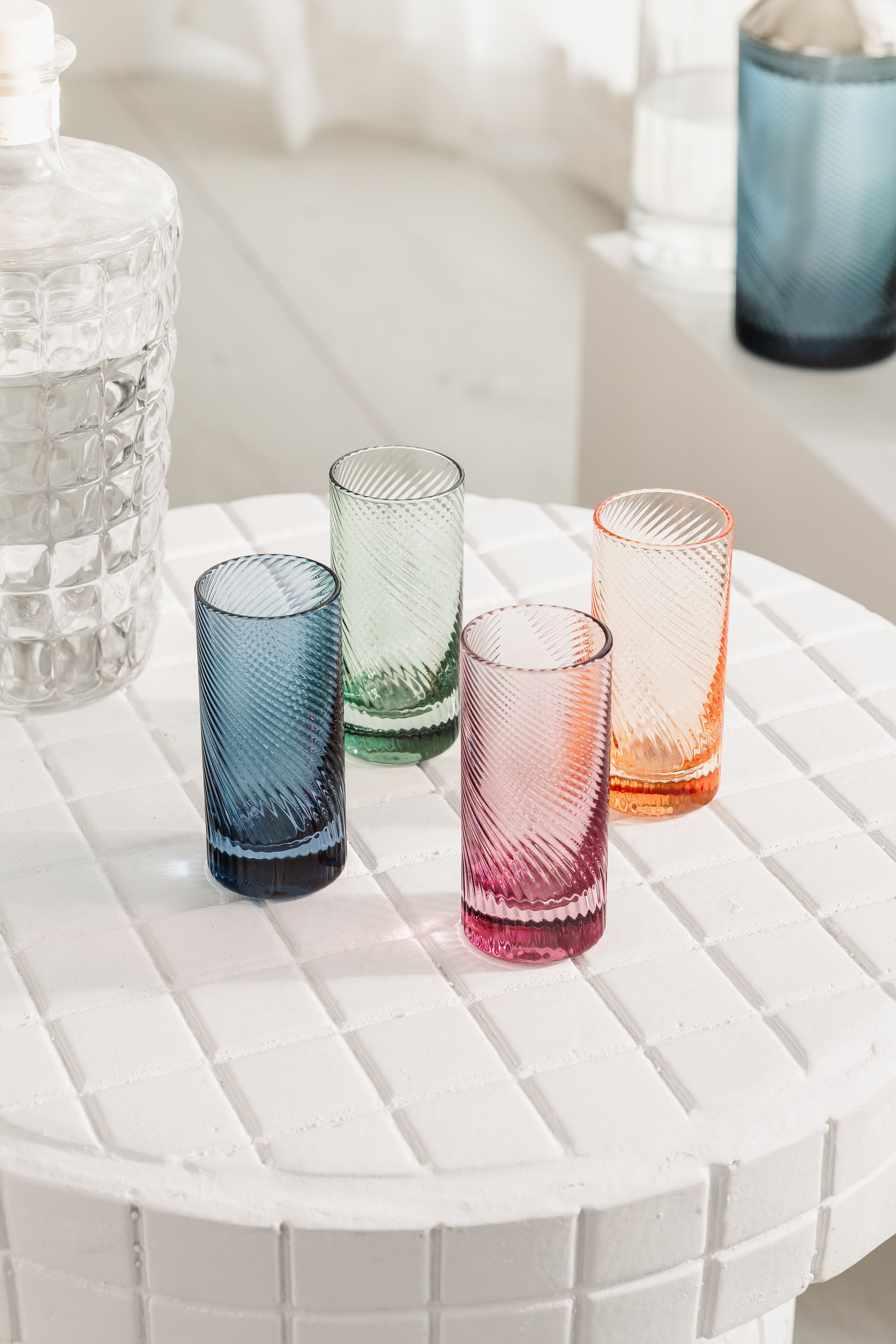Twist Shot Glasses Set of 4 Pink/Peach/Green/Blue