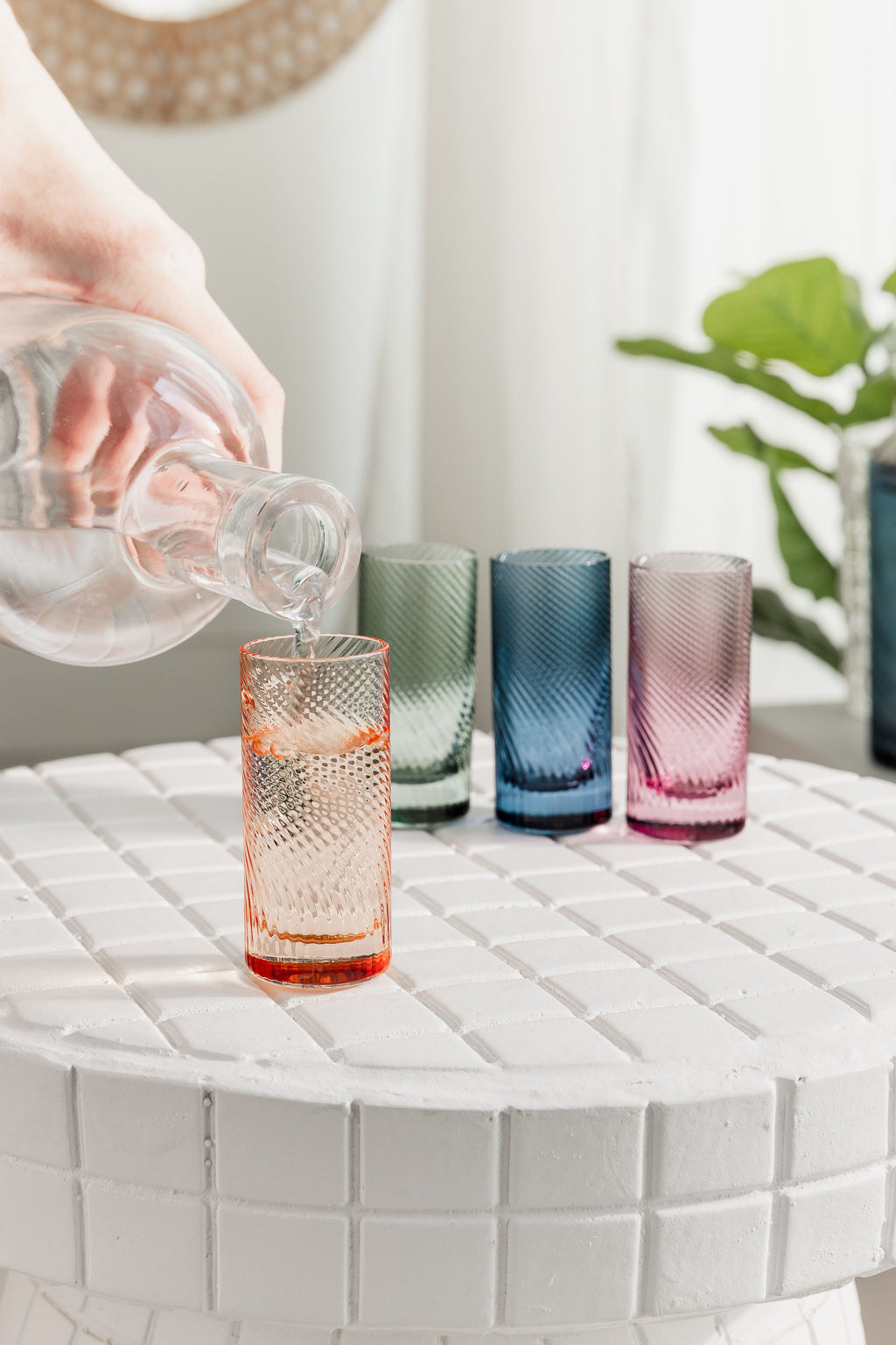 Twist Shot Glasses Set of 4 Pink/Peach/Green/Blue