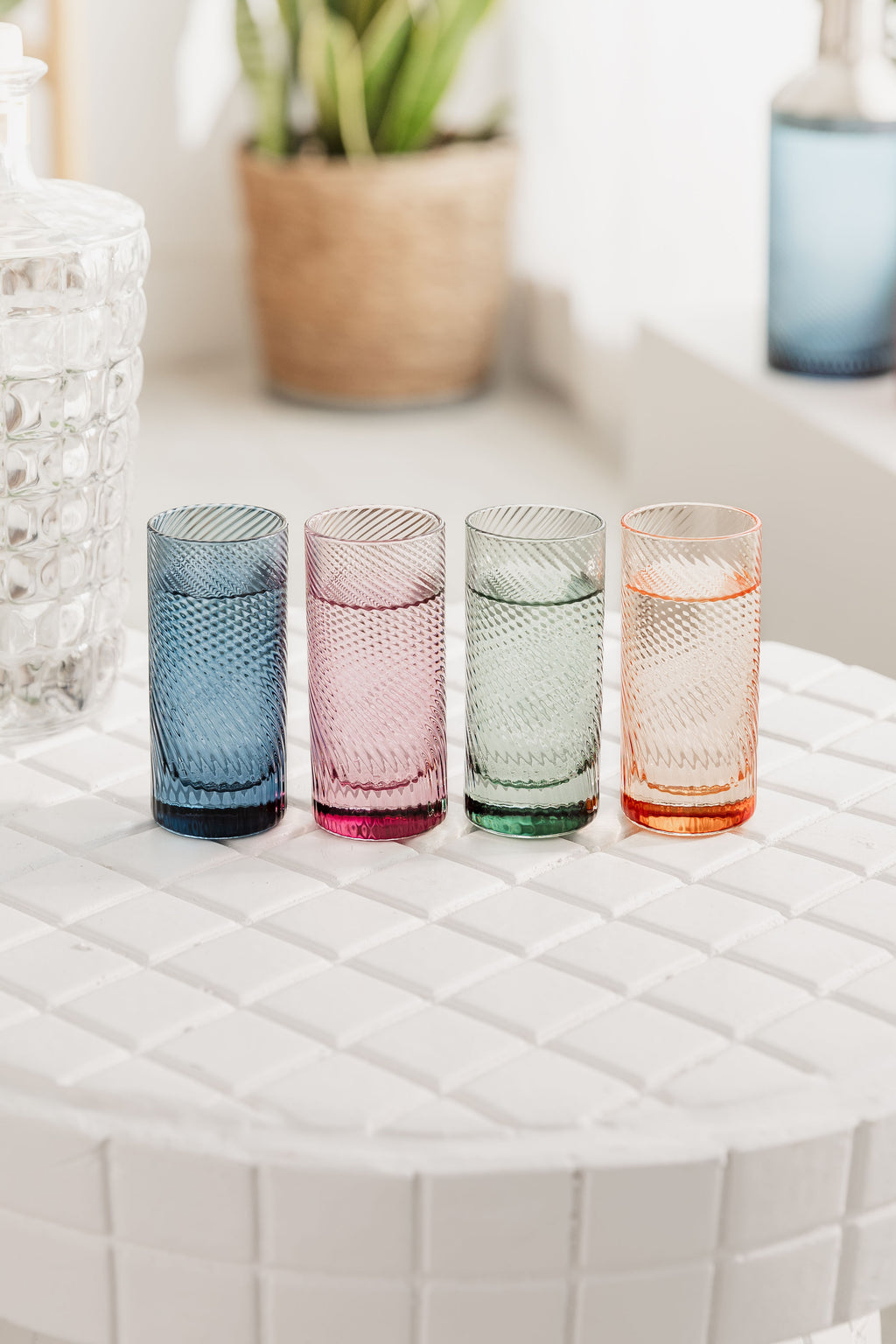 Twist Shot Glasses Set of 4 Pink/Peach/Green/Blue