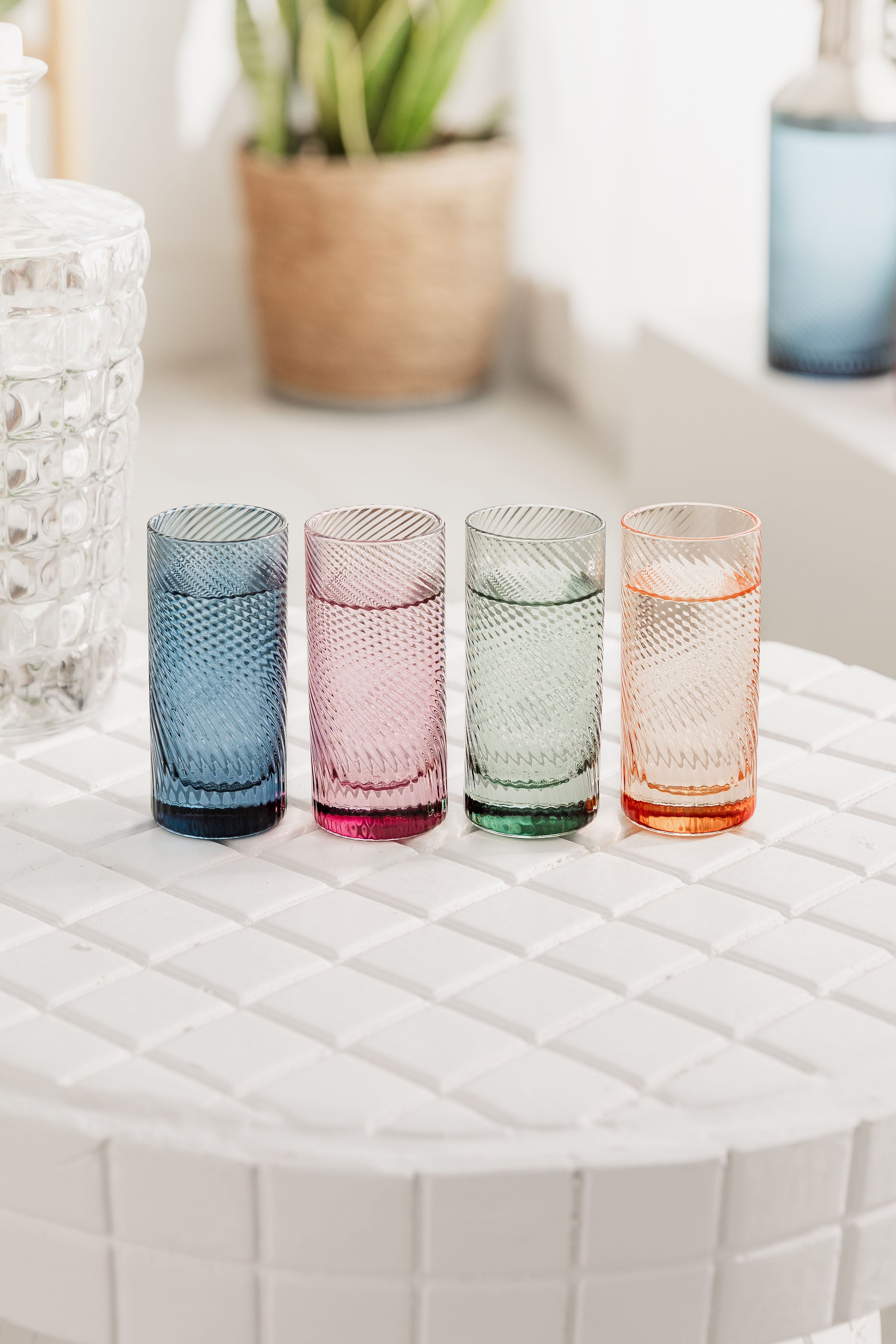 Twist Shot Glasses Set of 4 Pink/Peach/Green/Blue