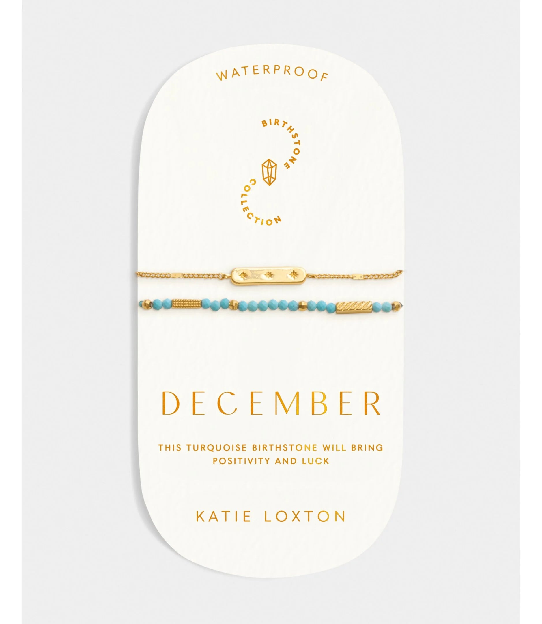 Waterproof Birthstone Bracelet December Turquoise 18cm