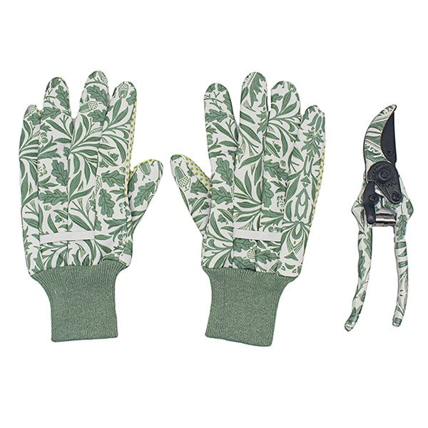 William Morris Garden Gift Set Acorn Gloves and Secateurs