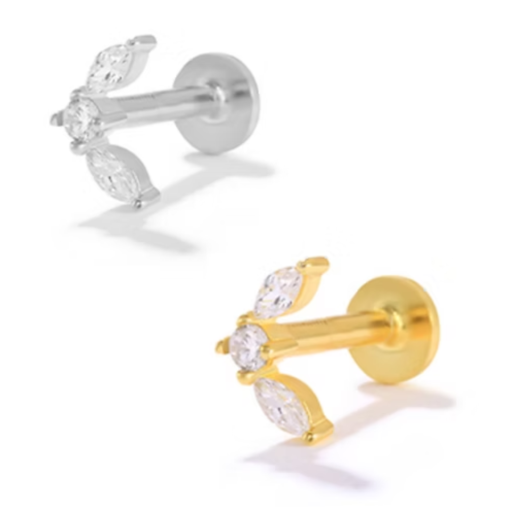 She Is Beautiful Winged Labret Stud Gold