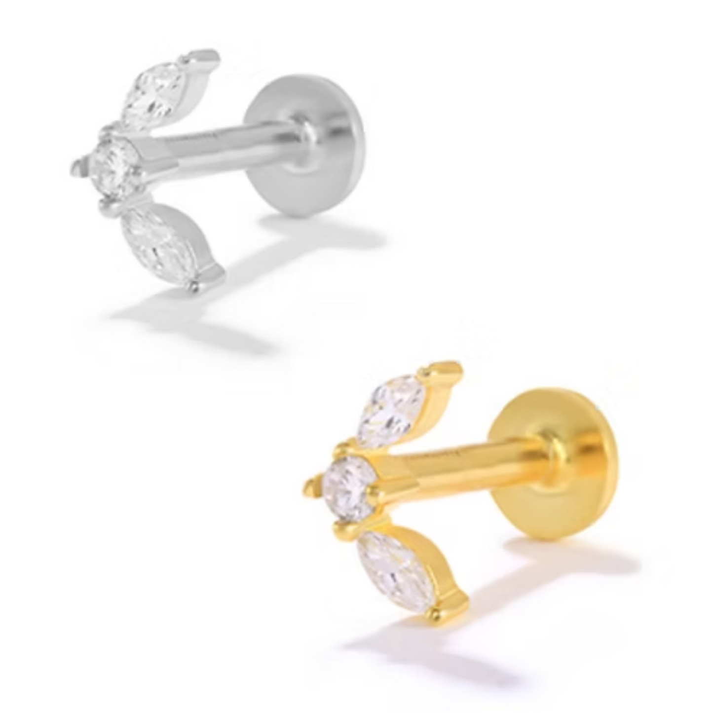 She Is Beautiful Winged Labret Stud Silver