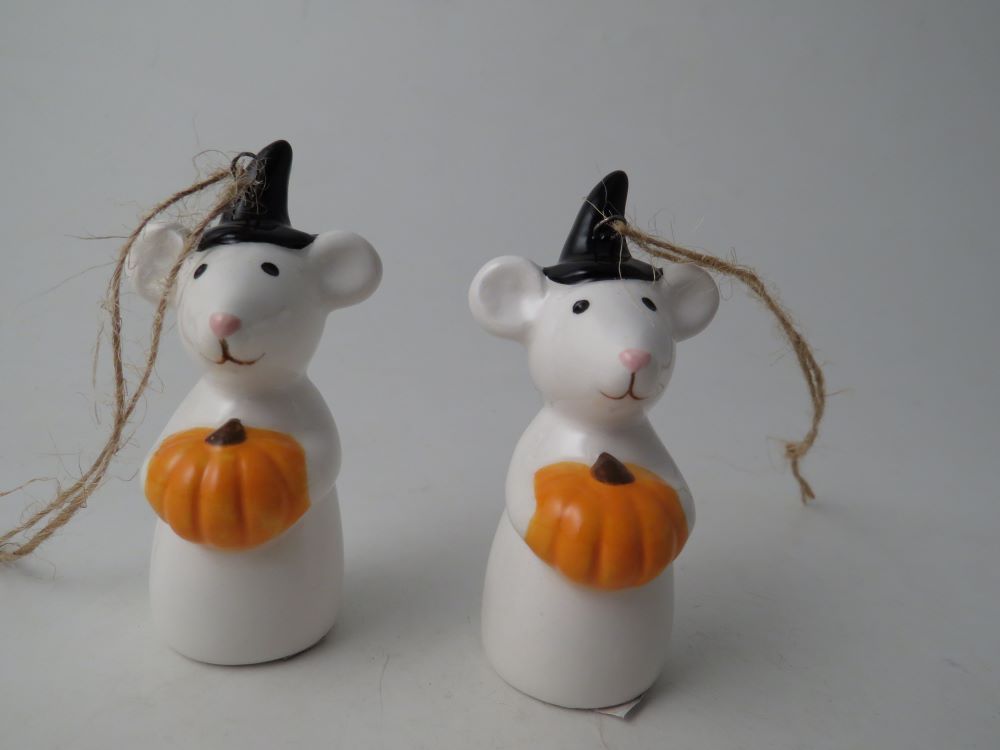 Witch Mouse With Pumpkin Hanging Decoration