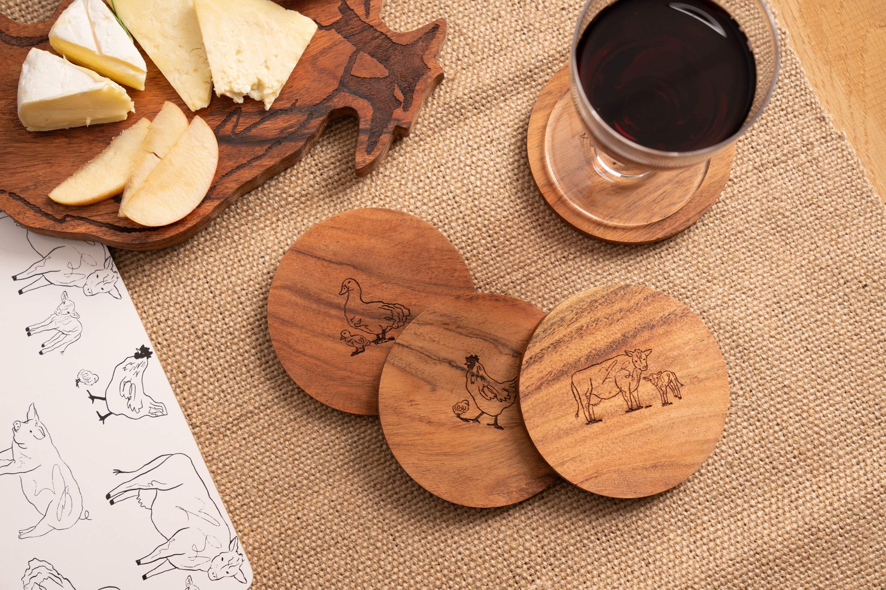 Woodbury Lane Wooden Coasters 4pk