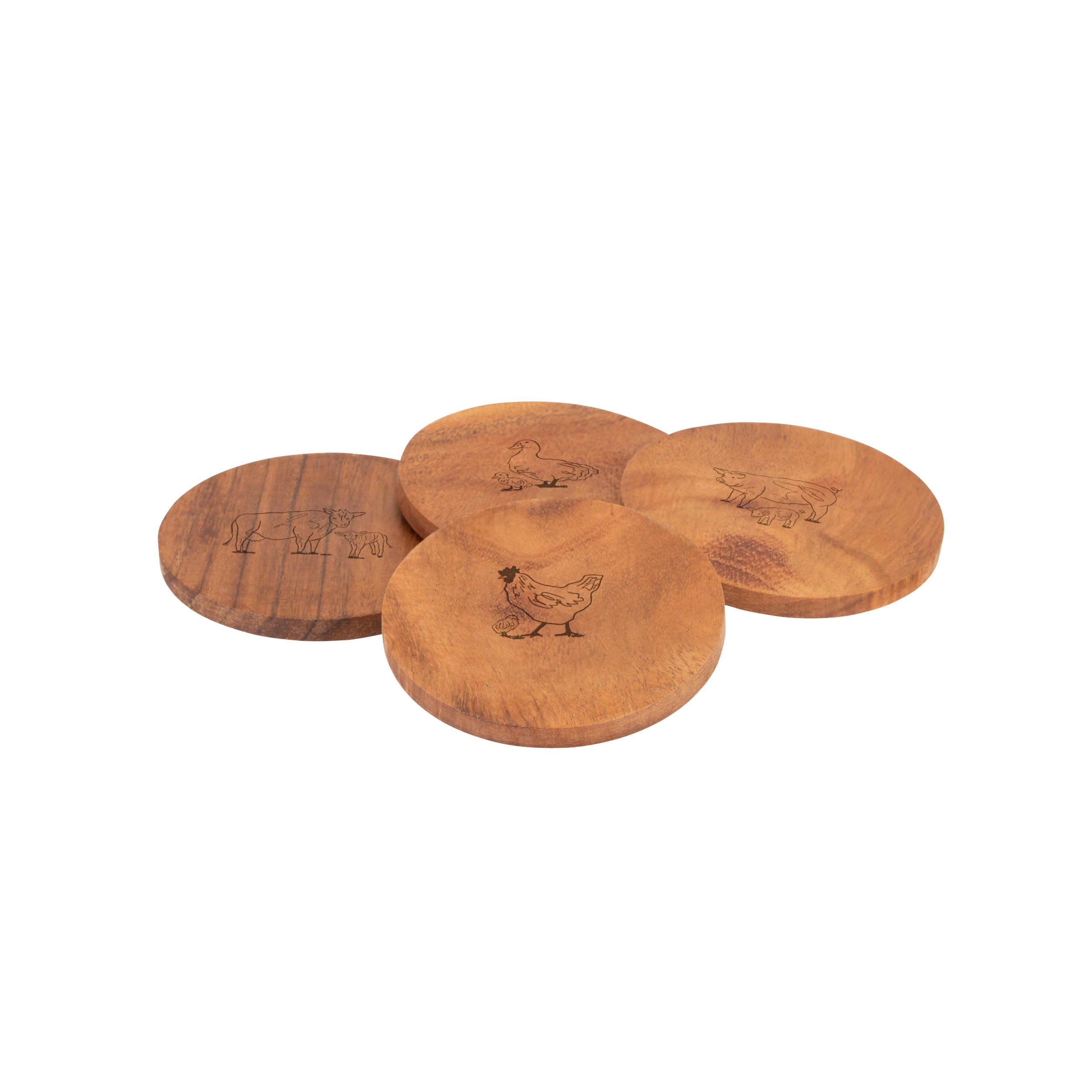 Woodbury Lane Wooden Coasters 4pk