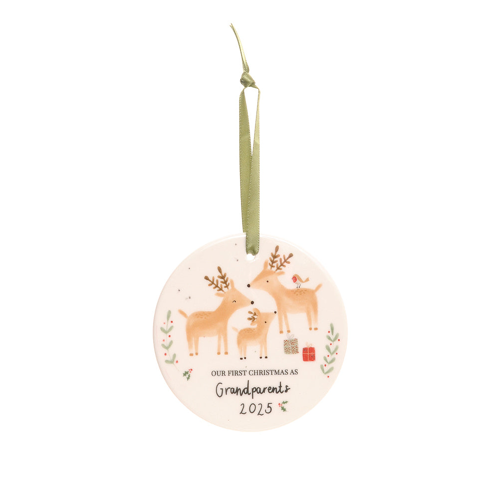 Ziggle Grandparent's First Christmas Reindeer & Rabbit 2025 Ceramic Decoration